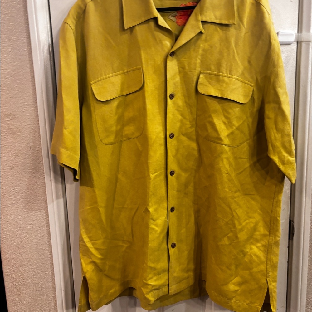 Tommy Bahama Yellow Top with Red Floral Detail